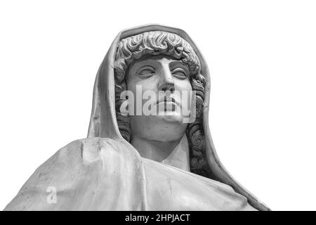 Vesta dea romana del focolare, della casa e della famiglia nella religione romana. Antico busto isolato su sfondo bianco con tracciato di ritaglio Foto Stock