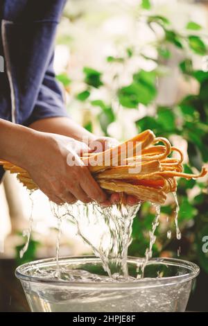 Bastone di cagliata di fagiolo asciutto Foto Stock