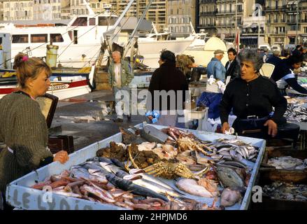 PECHE EN MER MEDITERRANEE CHALUTIER PORTO DI MARSIGLIA Foto Stock