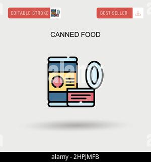 Icona del vettore semplice degli alimenti in scatola. Illustrazione Vettoriale