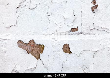 Trama sfondo White Paint pietra parete sfaldatura Grunge Abstract Pattern Rough Foto Stock