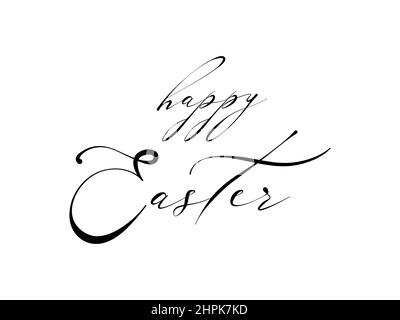 Buon testo di Pasqua. Cartolina di auguri per le festività. Modello per invito. Insegna di Pasqua felice disegnata a mano su sfondo bianco. Vettore scritto a mano Illustrazione Vettoriale