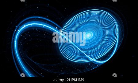 Tecnologia a spirale futuristica e brillante blu, sfondo astratto generato dal computer, rendering 3D Foto Stock