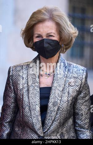 Madrid, Madrid, Spagna. 22nd Feb 2022. L'ex Regina Sofia partecipa ai premi Ibero-americani di Callia Foundation alla Royal Academy of fine Arts di San Fernando il 22 febbraio 2022 a Madrid, Spagna (Credit Image: © Jack Abuin/ZUMA Press Wire) Foto Stock