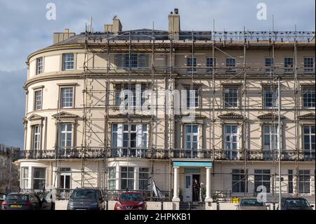 Carlton Hotel Great Yarmouth con impalcatura intorno all'edificio Foto Stock