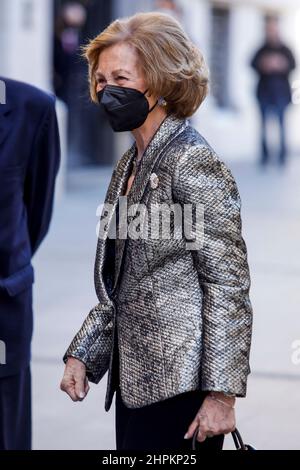 Madrid, Spagna. 22nd Feb 2022. La Regina Sofia partecipa ai premi Iberoamerican Patronage 2022 all'Accademia di Belle Arti di San Fernando a Madrid, in Spagna, il 22nd febbraio 2022. Photo by Archie Andrews/ABACAPRESS.COM Credit: Abaca Press/Alamy Live News Foto Stock