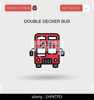 Icona vettore semplice bus a due piani. Illustrazione Vettoriale