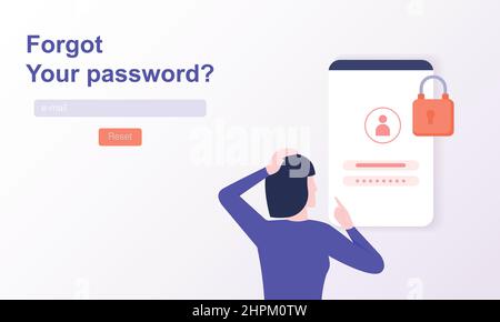 Password dimenticata. Modello vettoriale per banner Web. Illustrazione Vettoriale