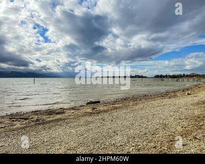 Spiaggia al Lago di Costanza in inverno Foto Stock