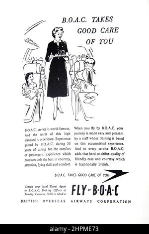 Vintage Advertisement per British Overseas Airways Corporation Foto Stock