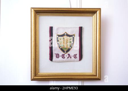 1930's/40's incorniciata Downing College Cambridge Shield di Blazer Foto Stock