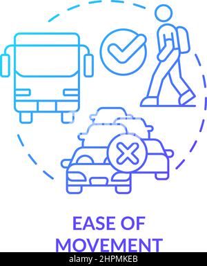 Facilità di movimento icona di concetto di gradiente blu Illustrazione Vettoriale