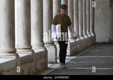 Brad Pitt visita la Fondazione Cini sull'Isola di San Giorgio a Venezia Foto Stock