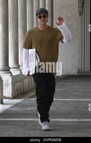 Brad Pitt visita la Fondazione Cini sull'Isola di San Giorgio a Venezia Foto Stock