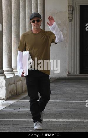 Brad Pitt visita la Fondazione Cini sull'Isola di San Giorgio a Venezia Foto Stock