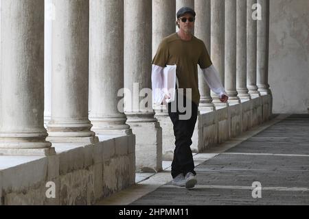 Brad Pitt visita la Fondazione Cini sull'Isola di San Giorgio a Venezia Foto Stock