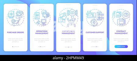 Schermata dell'app mobile per l'onboarding con gradiente blu di Business Automation Illustrazione Vettoriale