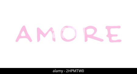 Parola d'amore scritta a mano. Amore in italiano. Scritta con pennarelli. Illustrazione vettoriale, design piatto Illustrazione Vettoriale