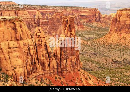 Vista della formazione di Pipe Organ nel Colorado National Monument, Grand Junction, USA Foto Stock