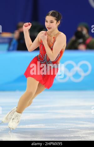 Alysa Liu (USA), 15 FEBBRAIO 2022 - Pattinaggio di figura : programma corto della donna durante i Giochi invernali olimpici di Pechino 2022 allo Stadio indoor della capitale Foto Stock