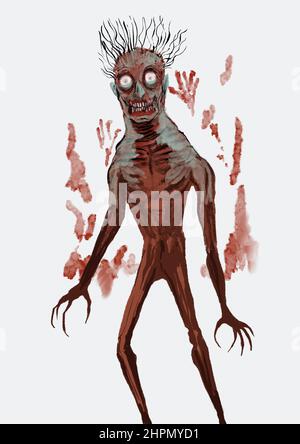 orribile mostro demone disegno mano illustrazione arte Foto Stock