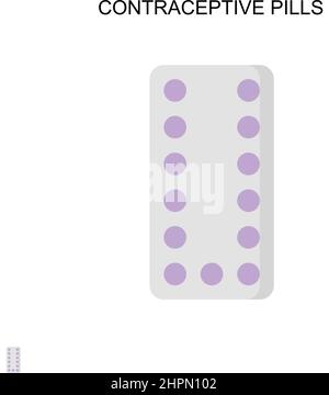Pillole contraccettive semplice icona vettoriale. Modello di disegno del simbolo di illustrazione per l'elemento dell'interfaccia utente mobile Web. Illustrazione Vettoriale