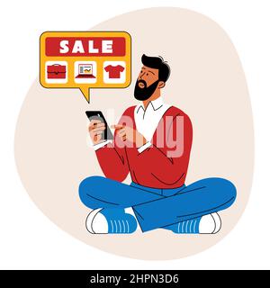 Fare shopping online Illustrazione Vettoriale