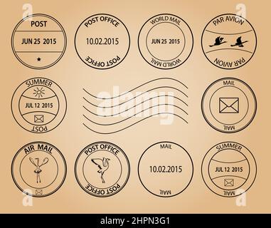 invia timbri su sfondo invecchiato - vettore Illustrazione Vettoriale