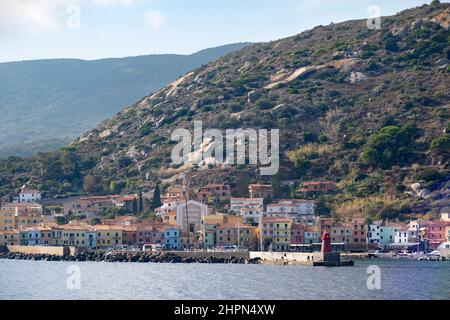 Porto, Giglio Porto, Isola del Giglio, Mar Tirreno, Arcipelago Toscano, Toscana, Italia, Europa Foto Stock