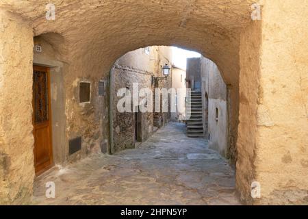 Villaggio del Giglio Castello, Isola del Giglio, Mar Tirreno, Arcipelago Toscano, Toscana, Italia, Europa Foto Stock