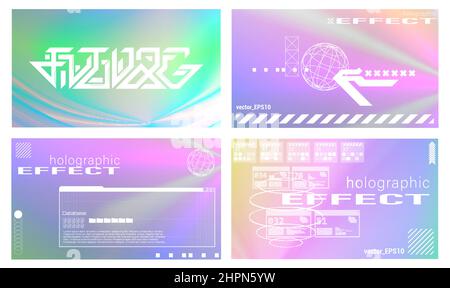 Texture gradiente olografico impostata. Sfondo neon Illustrazione Vettoriale