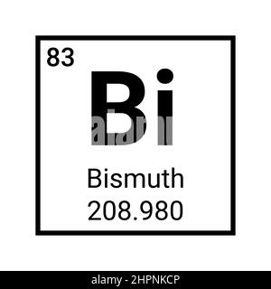 Elemento simbolo chimica bismuto. Icona del bismuto di massa per l'educazione chimica Illustrazione Vettoriale