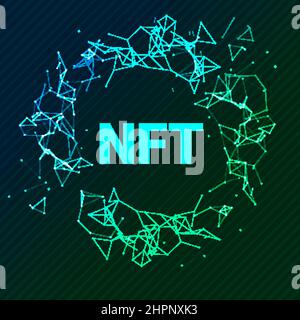 Moneta vettoriale digitale non fungibile token NFT. Logo digitale vettoriale NFT crypto altcoin Illustrazione Vettoriale