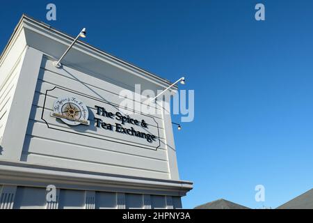 Firma al negozio Spice & Tea Exchange al Pier 39 a San Francisco, California, USA; negozio e venditore di tè e spezie. Foto Stock