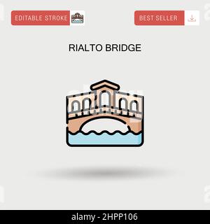 Ponte di Rialto semplice icona vettoriale. Illustrazione Vettoriale