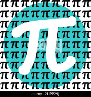 Happy pi Day Holiday pi sign tipography in aqua, bianco e nero. CONCETTO di educazione STEM per incoraggiare l'apprendimento di matematica, fisica e altre scienze Foto Stock