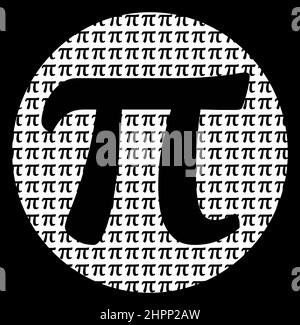 La lettera greca pi forma di simbolo all'interno di un cerchio poiché π è la formula per il rapporto della circonferenza di un cerchio con il suo diametro, STE matematico Foto Stock