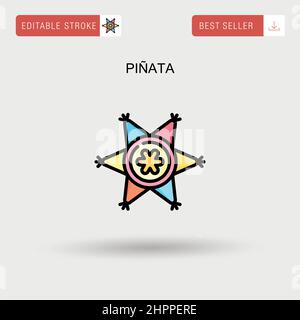 Piñata semplice icona vettoriale. Illustrazione Vettoriale
