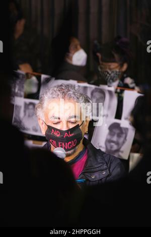 In Messico sono state organizzate diverse proteste che chiedevano una migliore sicurezza per i giornalisti. A Città del Messico i giornalisti si sono riuniti per protestare contro la uccisioni di giornalisti e la mancanza di aiuto da parte del governo messicano. Sincé all'inizio del 2022 ci sono stati 5 uccisioni di giornalisti. José Luis Gamboa, Margarito Martínez, Lourdes Maldonado, Roberto Toledo ed Herber López sono stati uccisi. Messico. Foto Stock