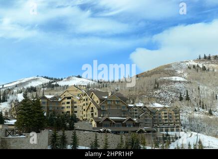 La Montage Lodge at Deer Valley Resort sciistico di Park City, Utah. Foto Stock