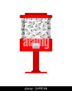 Macchina del gumball del cranio isolata. Macchina mortale del Candy illustrazione del vettore. Macchina dei dolci terribili Illustrazione Vettoriale