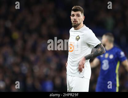 Londra, Inghilterra, 22nd febbraio 2022. Xeha di Lille durante la partita della UEFA Champions League a Stamford Bridge, Londra. Il credito d'immagine dovrebbe leggere: Paul Terry / Sportimage Foto Stock