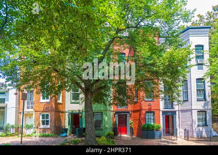 Case vittoriane a Georgetown, una parte vecchia di Washington DC Foto Stock