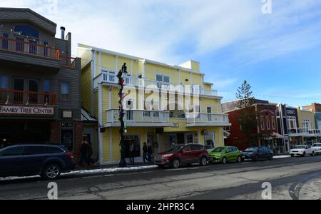 Strada principale di Park City, Utah, USA. Foto Stock