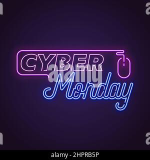 Cartello al neon Cyber monday Illustrazione Vettoriale