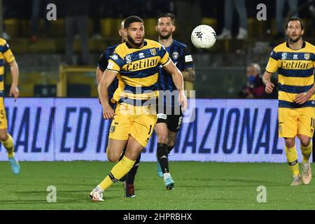 Arena Garibaldi, Pisa, Italia, 22 febbraio 2022, Simone Solomon Sohm (Parma) durante AC Pisa vs Parma Calcio - partita di calcio italiana Serie B. Foto Stock