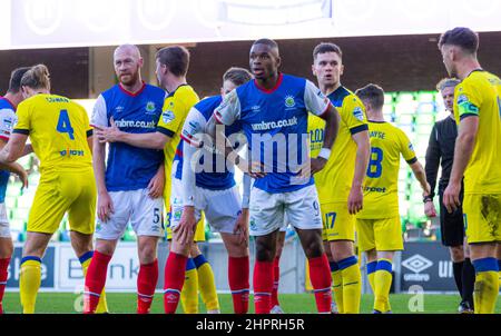 Christy Manzinga - Linfield Vs Dungannon Swifts in the Danske Bank Premiership, sabato 30th ottobre 2021 a Windsor Park, Belfast. Foto Stock