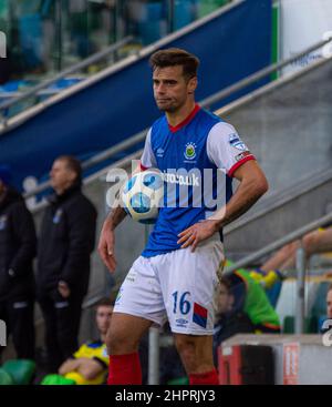 Matthew Clarke - Linfield Vs Dungannon Swifts in the Danske Bank Premiership sabato 30th ottobre 2021 a Windsor Park, Belfast. Foto Stock
