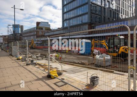 Norwich City St.Stephens Street è in corso lavori stradali importanti Foto Stock