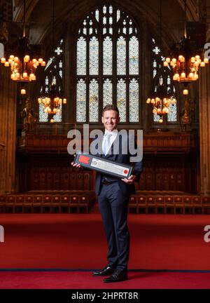 Cricketer Eoin Morgan, che è stato reso un Freeman della City di Londra in una cerimonia alla Guildhall di Londra. Data foto: Mercoledì 23 febbraio 2022. Foto Stock